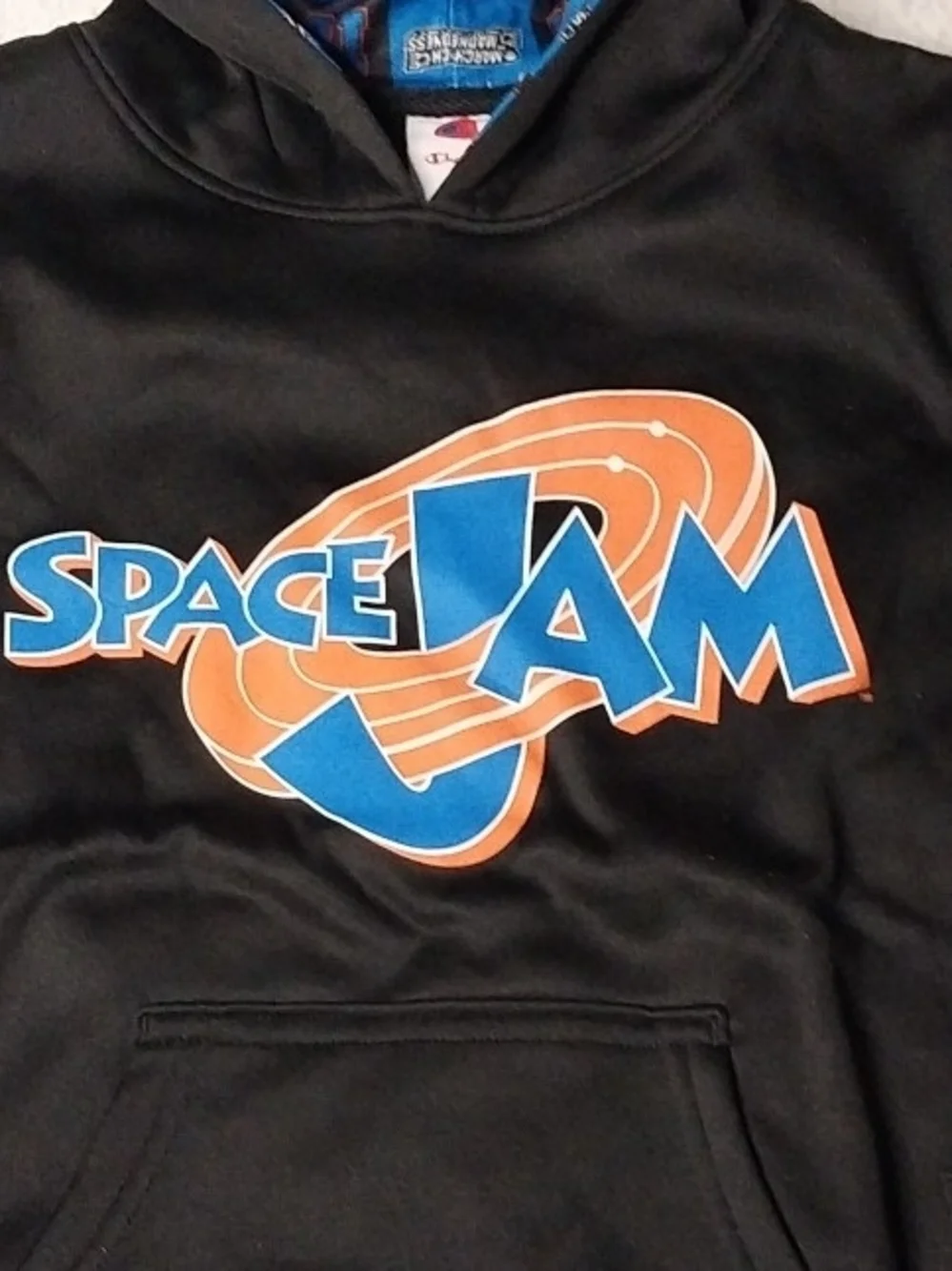 Champion Black Hoodie with Blue and Red Logo Accents Boy XS